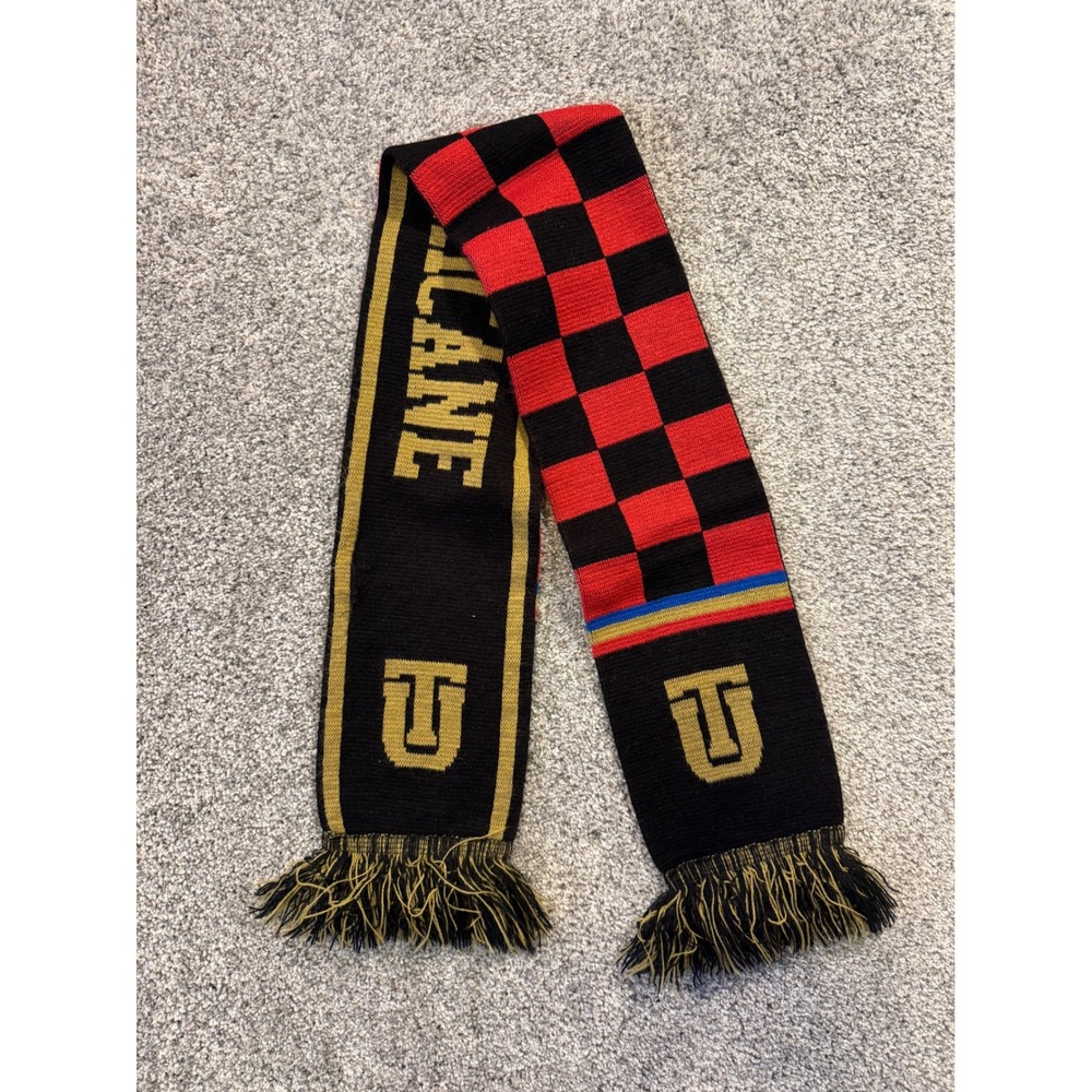 Tulsa Scarf Unisex OS Black Golden Hurricane Reversible Knit Checkerboard Fringe
